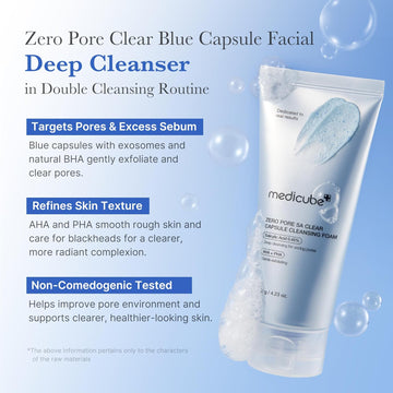 medicube Zero Pore Clear Blue Capsule Facial Cleanser for Skin Texture